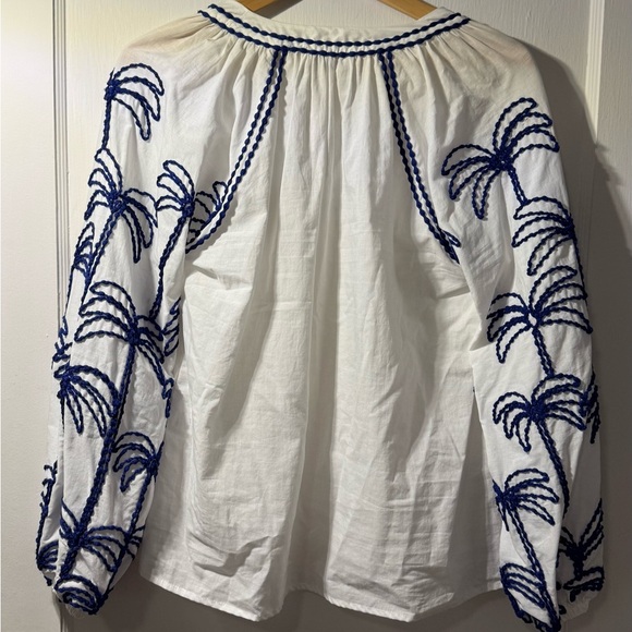 NWT Lace the Label White and Blue Embroidered Top 100% Cotton - Picture 6 of 7